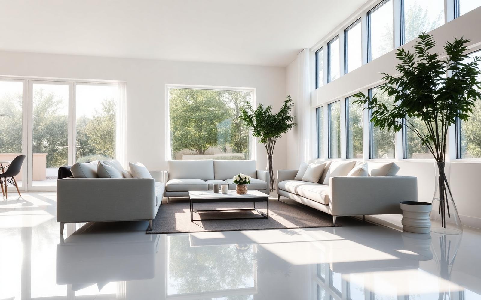 Bright, pristine modern living room